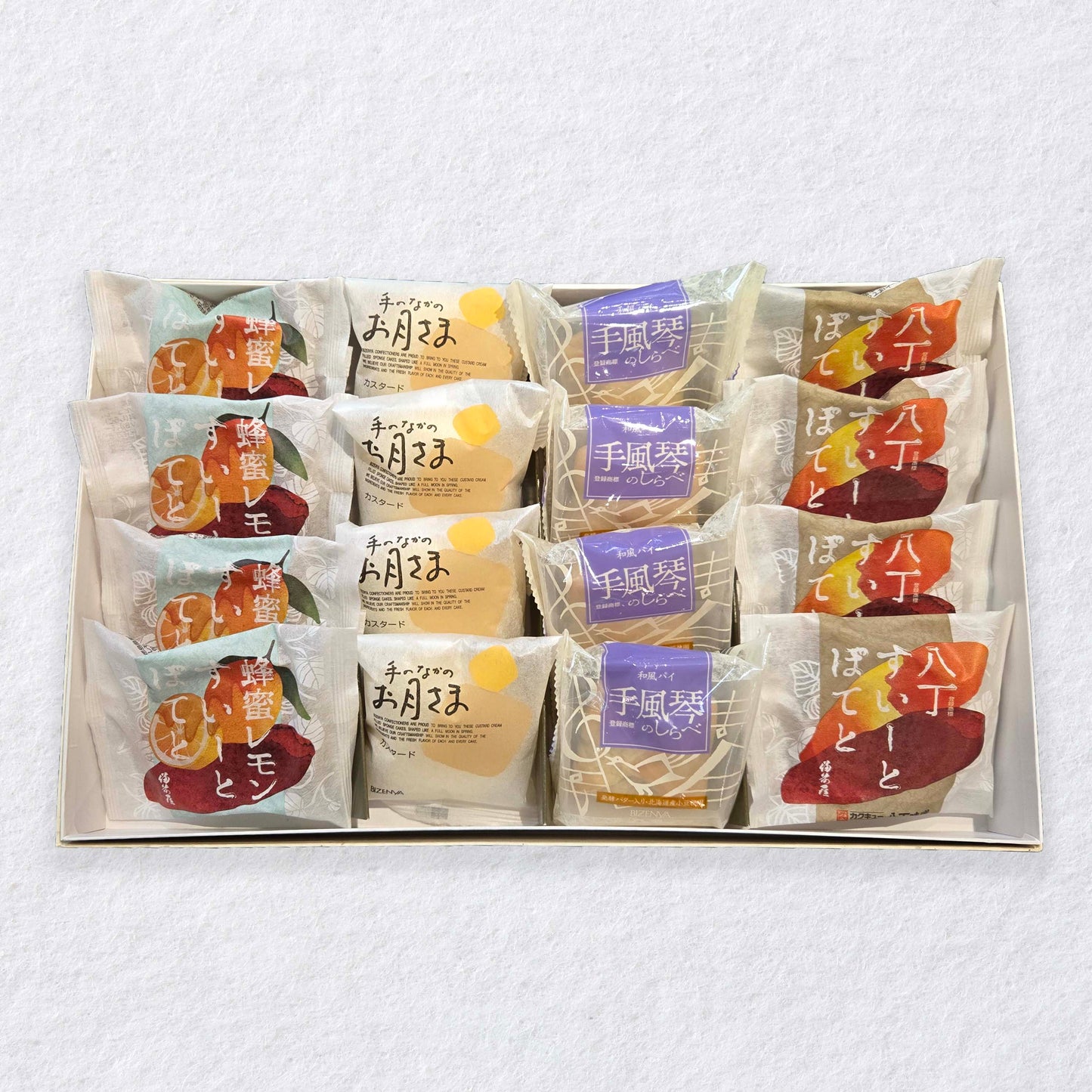 詰合せ(手風琴4・お月さま4・八丁すいーとぽてと4・蜂蜜レモンすいーとぽてと4)